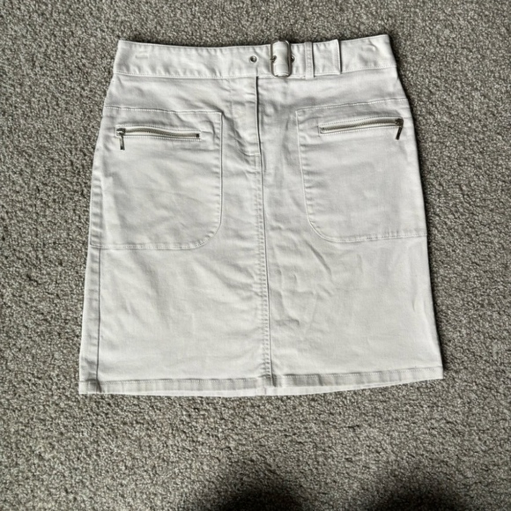 Ann Taylor Loft Stretch Mini Skirt Belt Zipper Pockets Sz 0